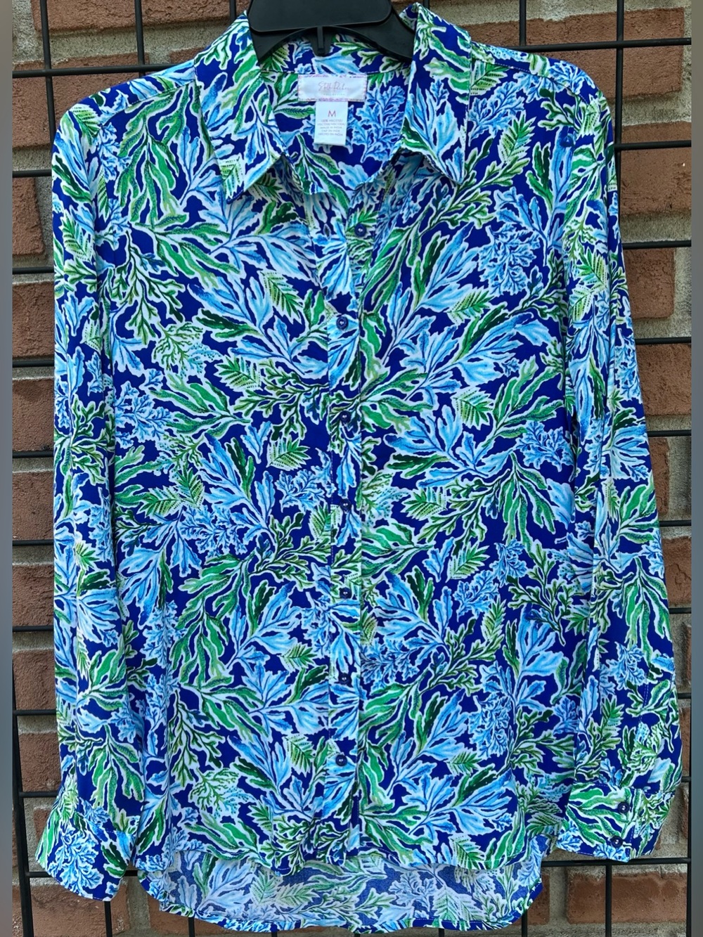Blue & Green Floral Button-Up Shirt - Brand: Stella Parker